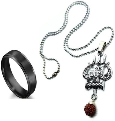 KINGSTYLEIMPEX Stainless Steel Sterling Silver Silver, Black Jewellery Set(Pack of 3)