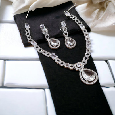 ZEBRANS Brass Rhodium White Jewellery Set(Pack of 1)