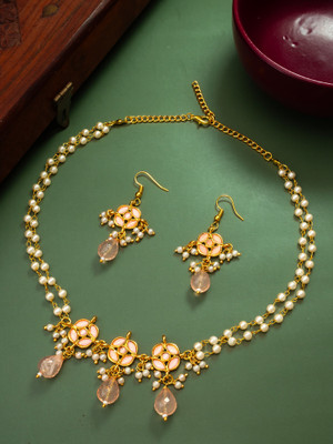 LUXOR Brass Gold-plated Pink, Gold, White Jewellery Set(Pack of 2)