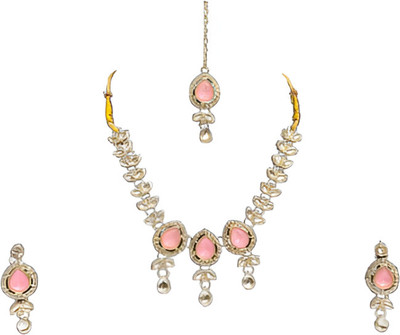 sums jewellery Alloy Gold-plated Pink Jewellery Set(Pack of 1)