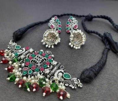 tun tun stor Oxidised Silver Silver Multicolor Jewellery Set(Pack of 1)