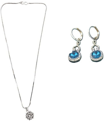 SKG Fashions Stone Silver, Blue Jewellery Set(Pack of 1)