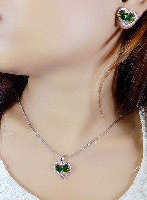 DENICRAAS Alloy Silver Green, Silver Jewellery Set(Pack of 1)