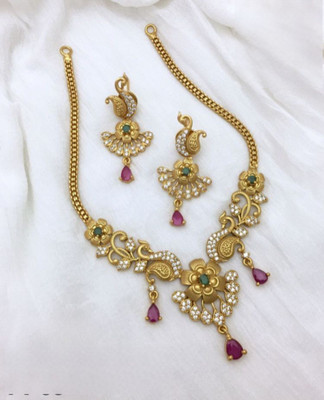 PBM CREATIONS Copper Gold-plated Multicolor Jewellery Set(Pack of 1)