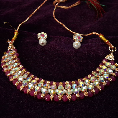 DEEYA FASHIONS Alloy Gold-plated Pink, Gold Jewellery Set(Pack of 3)