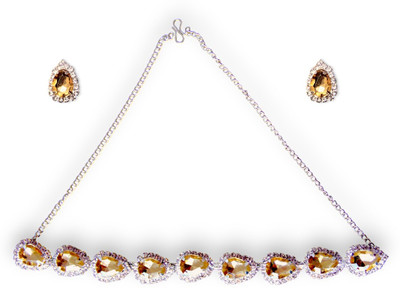 ACCESSHER Brass Yellow Jewellery Set(Pack of 1)