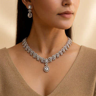 la fille d'or Brass Silver Silver Jewellery Set(Pack of 1)