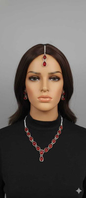 ICG Alloy Platinum Ruby Red Jewellery Set(Pack of 1)