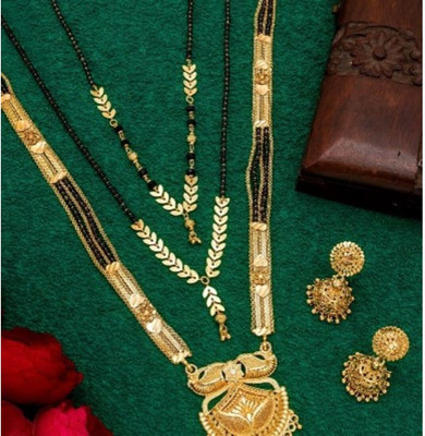 Bhumi Metal Gold-plated Black Jewellery Set(Pack of 1)