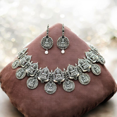 Antico Alloy Silver Silver, Black Jewellery Set(Pack of 1)