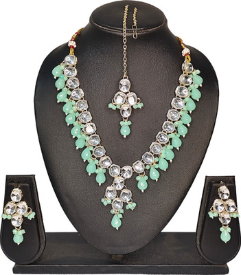 Zarmar fashion Stone Gold-plated Green, Gold Jewellery Set(Pack of 1)