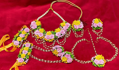 VIP Fashions Fabric Yellow, Pink, Gold, Orange Jewellery Set(Pack of 1)