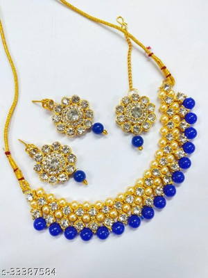 vaishnavi imitation Alloy Gold-plated Blue Jewellery Set(Pack of 1)