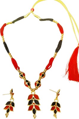 balaji gold Copper Gold-plated Red, Black Jewellery Set(Pack of 2)