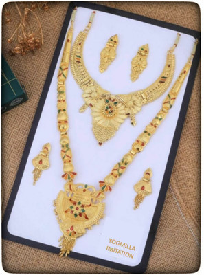 Shree Radhe Alloy Gold-plated Gold Jewellery Set(Pack of 2)