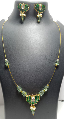 AVCREATIONS Brass Gold-plated Green, Gold, White Jewellery Set(Pack of 3)