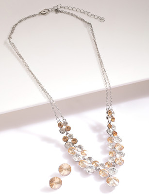 RUBANS Brass Rhodium Silver Jewellery Set(Pack of 1)