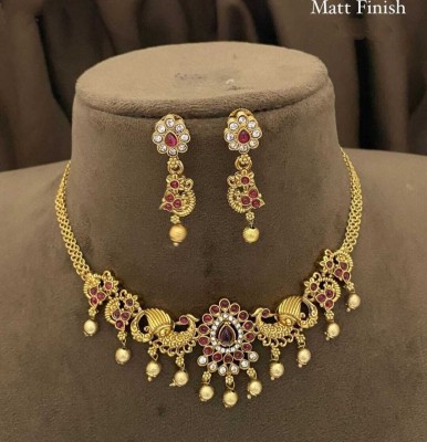 Shilpa Creation Brass Maroon, Gold Jewellery Set(Pack of 1)