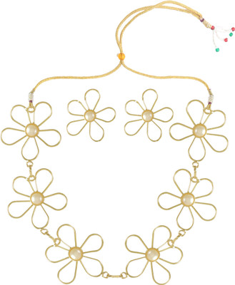 khannak Brass Gold-plated Gold, White Jewellery Set(Pack of 1)