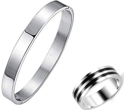 Vipunj Stainless Steel Titanium, Sterling Silver Silver, Black Jewellery Set(Pack of 2)