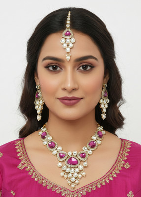 GetBling Alloy Gold-plated Purple Jewellery Set(Pack of 4)