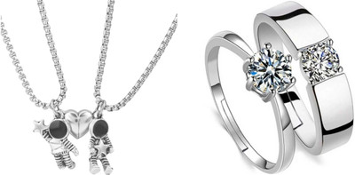 ruby collection Alloy Silver, Silver, White, Platinum Jewellery Set(Pack of 2)