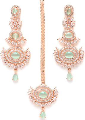 ZENEME Alloy Brass Rose Gold, Green Jewellery Set(Pack of 1)