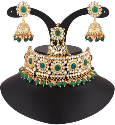 MANMOHINIRAJ Copper Green Jewellery Set(Pack of 1)