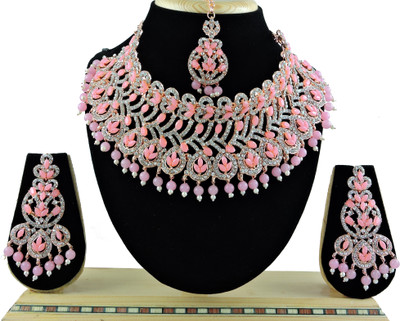 VATSALYA creation Alloy Gold-plated Pink Jewellery Set(Pack of 1)