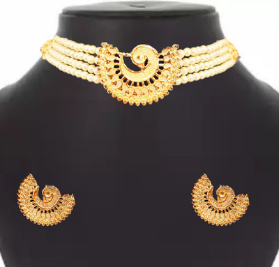 SDR Alloy Gold-plated White Jewellery Set(Pack of 1)