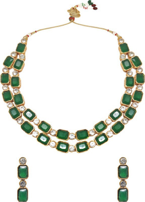 Oomph Alloy Gold-plated Green, Gold Jewellery Set(Pack of 2)