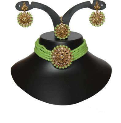 Nifty Crystal Gold-plated Green, Gold Jewellery Set(Pack of 4)