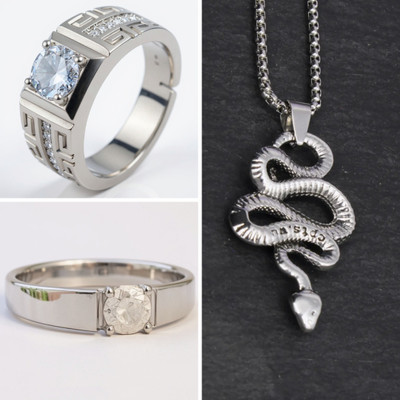 KURMASHOP Stainless Steel Sterling Silver Silver, White Jewellery Set(Pack of 3)