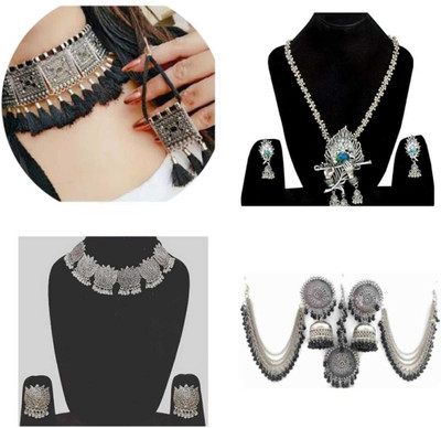KRIX FASHIION Alloy Silver Silver Jewellery Set(Pack of 4)