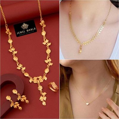 Jewel WORLD Brass, Alloy Gold-plated Gold, Black Jewellery Set(Pack of 1)