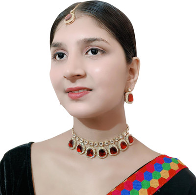 Imitako Ejiji Alloy Gold-plated Red Jewellery Set(Pack of 1)