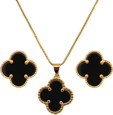 SSS ARTS Alloy Gold-plated Black Jewellery Set(Pack of 1)
