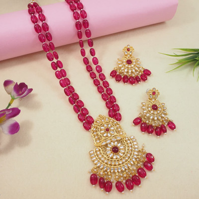 nezuka Alloy Gold-plated Red Jewellery Set(Pack of 1)