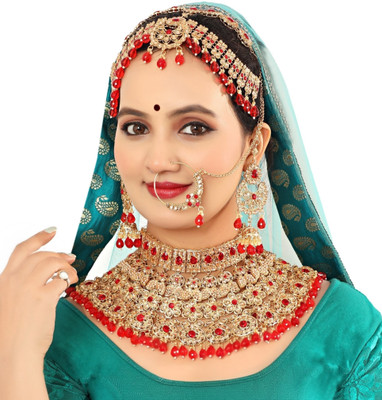 KK IMMITATION Alloy Gold-plated Red Jewellery Set(Pack of 1)