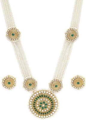 J J Alloy Gold-plated White, Gold Jewellery Set(Pack of 1)