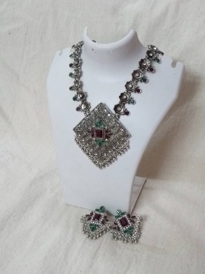 dsclothing Oxidised Silver Silver, Red, Green Jewellery Set(Pack of 1)