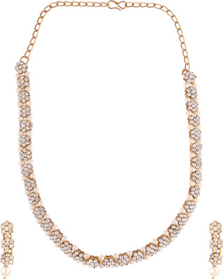 Nivaan Alloy Gold-plated White Jewellery Set(Pack of 2)