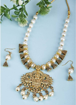 SRK Fashions Alloy Gold-plated White Jewellery Set(Pack of 1)