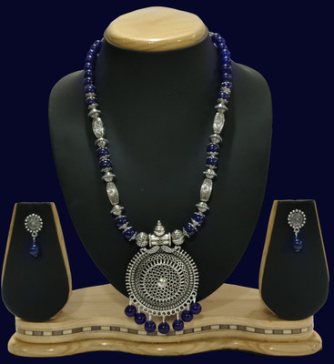 HARIHARA FASHION Oxidised Silver Blue Jewellery Set(Pack of 1)