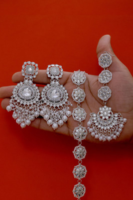 VISITART JEWELLERY Alloy Silver White, Silver Jewellery Set(Pack of 3)