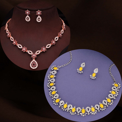 Vedda Brass Gold-plated Rose Gold, Brown, Yellow Jewellery Set(Pack of 1)