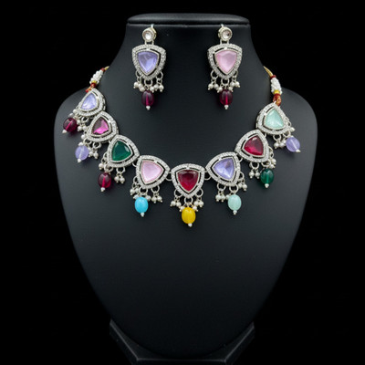Rajasthankundan Alloy Gold-plated Multicolor Jewellery Set(Pack of 1)
