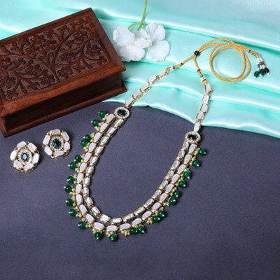 mahi Alloy Gold-plated Green Jewellery Set(Pack of 1)