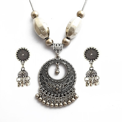 house of common Brass Silver Silver Jewellery Set(Pack of 1)