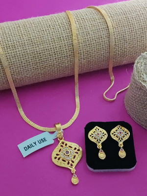 Bhagavati creation Brass Gold-plated Gold Jewellery Set(Pack of 1)
